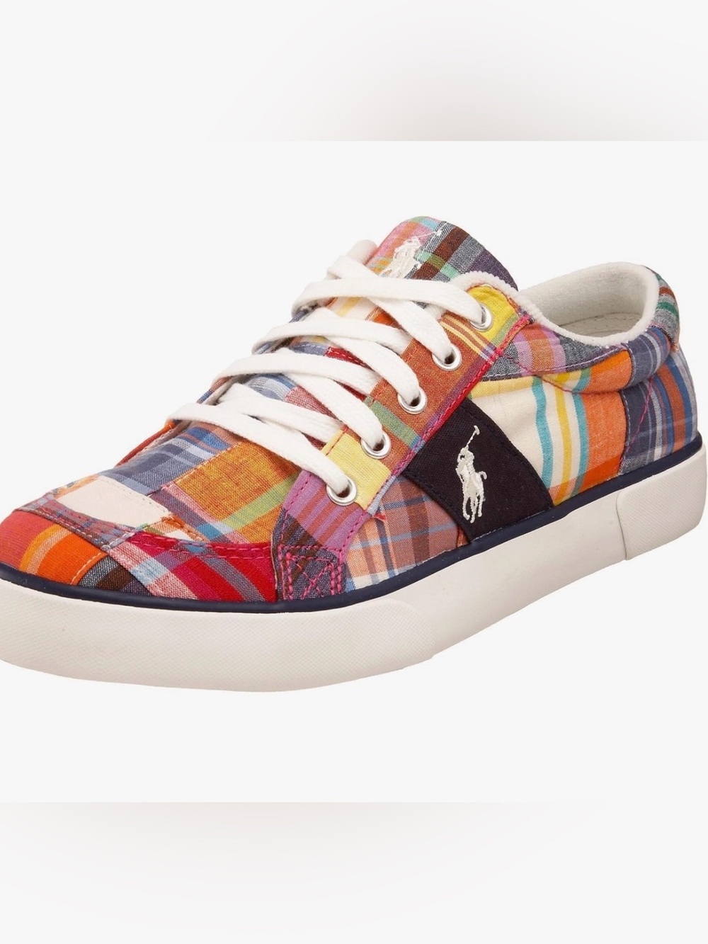 Polo by Ralph Lauren Madras Plaid Canvas Preppy Harold Sneaker